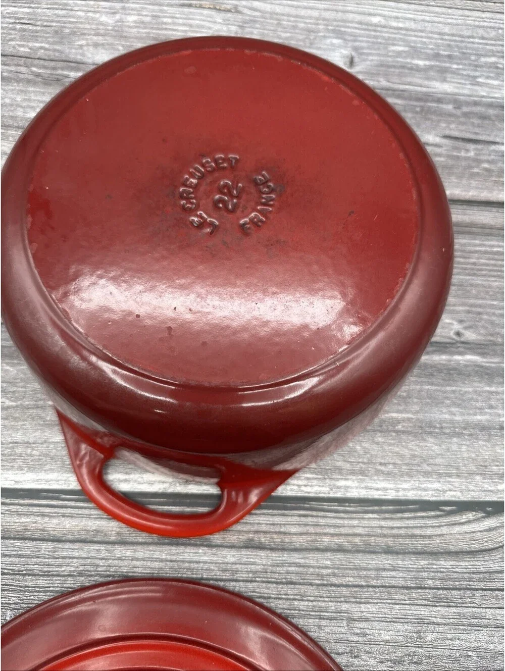 VTG Le Creuset 3.5 qt 22 cm  Dutch Oven Red With Handles